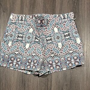 Express Women's Patterned Shorts - Blue and White